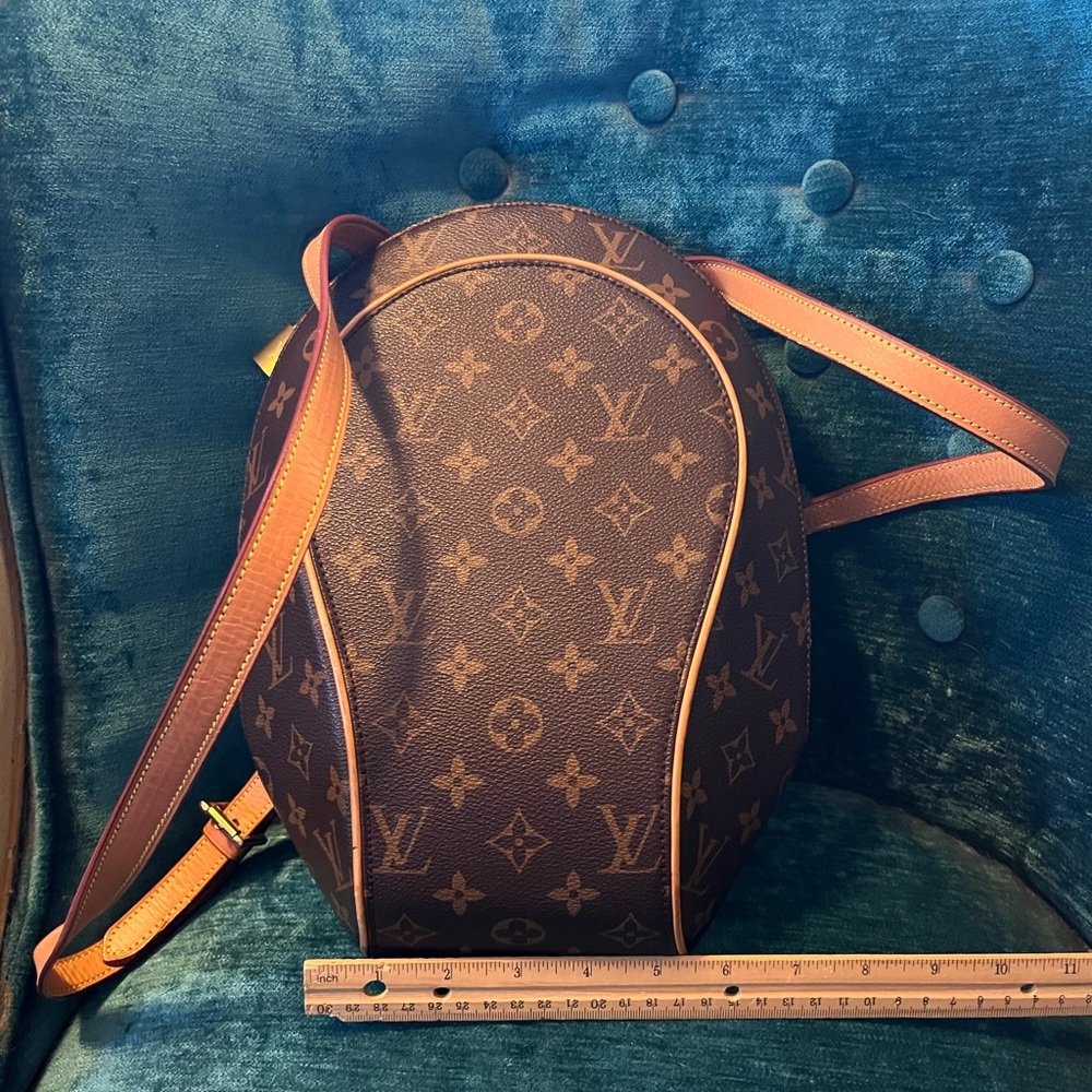 L V look a like vintage  Small back pack with genuine Leather trim and straps